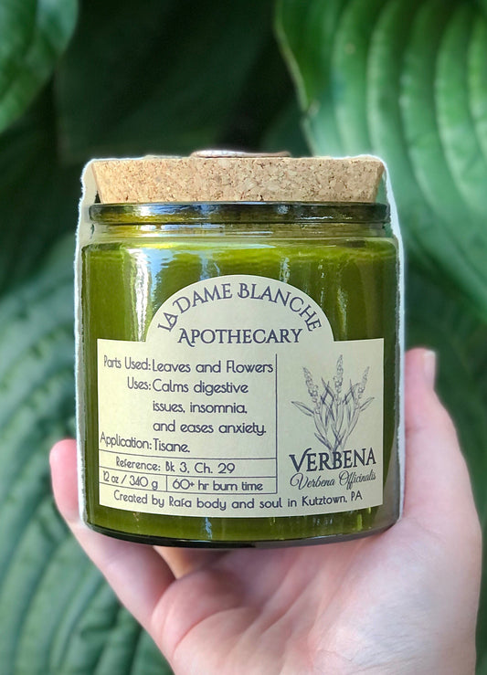 12 oz La Dame Blanche Apothecary: Verbena Candle